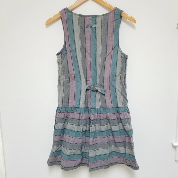 Staring at stars drop waist blue gray stripe dress 90s style vintage look Y2K - Picture 2 of 5